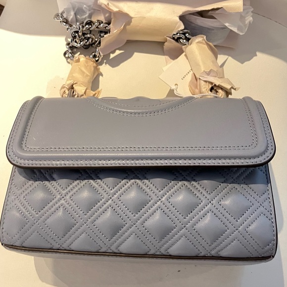 Tory Burch Fleming Convertible Shoulder Bag Cloud Blue Brand New With Tags BNWT - Picture 3 of 11